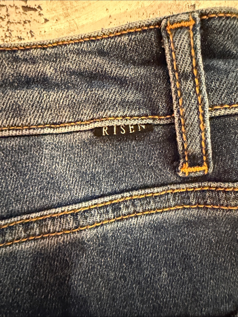 Risen High-Rise Distressed Blue Jeans - Picture 5 of 5